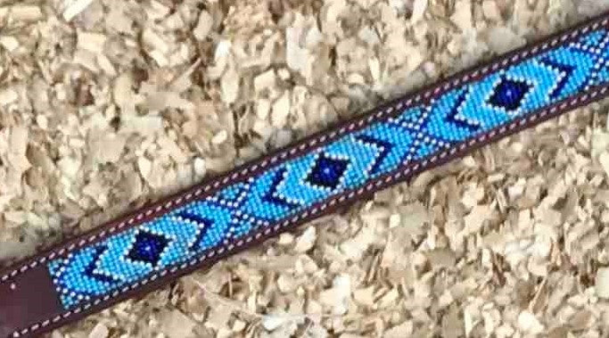 Leather Breastplate with Navy-Blue Beads
