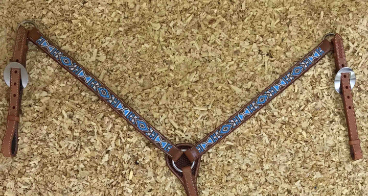 Leather Breastplate with Navy-Blue Beads