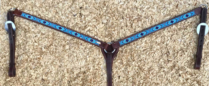 Leather Breastplate with Navy-Blue Beads