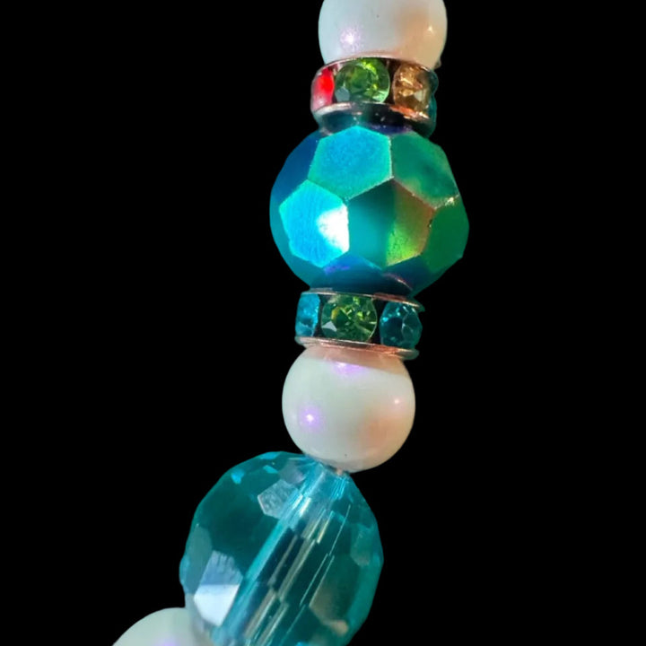 One ear beads /aqua pearl