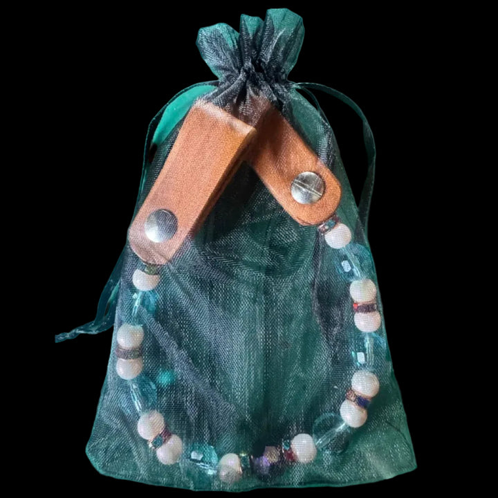 One ear beads /aqua pearl